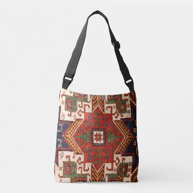 Bolso Cruzado Alfombra de alfombra oriental de época Kilim (Anverso)