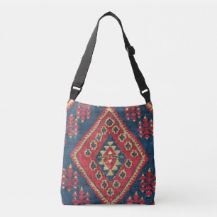 Bolso Cruzado Alfombra Turca Kilim Antique Rojo Azul