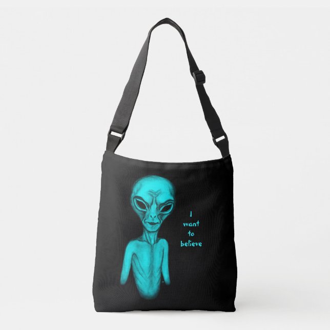 Bolso Cruzado Alien, quiero creer (Anverso)
