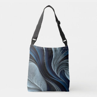 Bolso Cruzado Almohada abstracta de aire dorado – Índigo fluyend