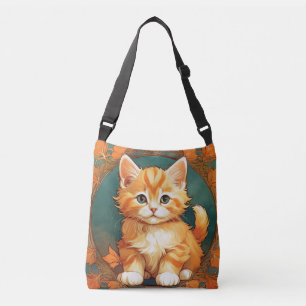 Bolso Cruzado Alphonse Mucha Style Naranja Cat