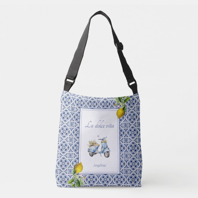 Bolso Cruzado Amalfi Coast Lemon Tiles Italia Personalizado (Anverso)