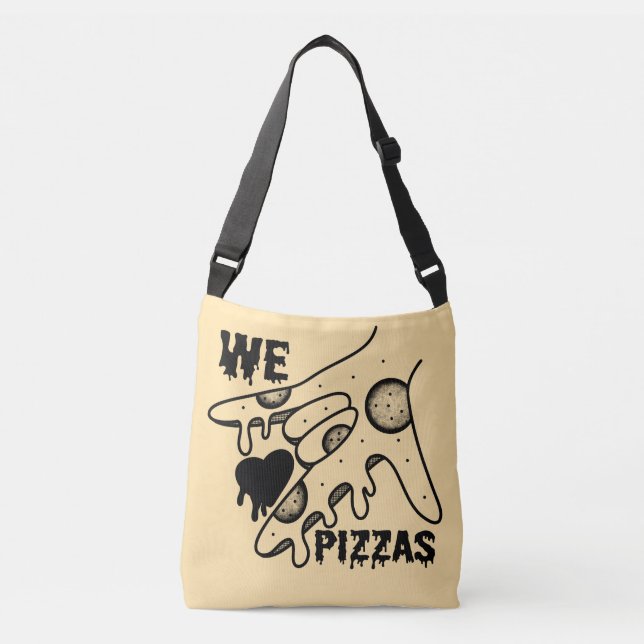 Bolso Cruzado Amamos las pizzas - Pizza Love - ASL ILY Obsession (Anverso)