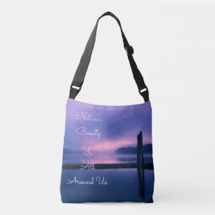 Bolso Cruzado Amanecer rosa y morado sobre el agua