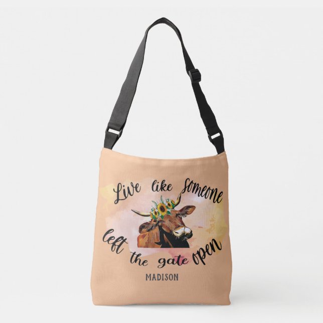 Bolso Cruzado Amantes de la vaca callejera personalizada (Anverso)