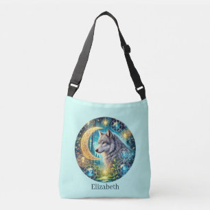 Bolso Cruzado Amantes del lobo lindo añaden nombre 