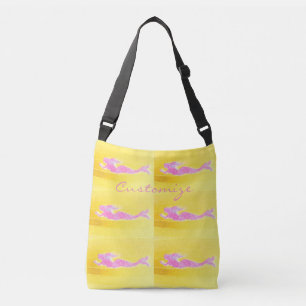 Bolso Cruzado amarillo rosado de las sirenas que nada