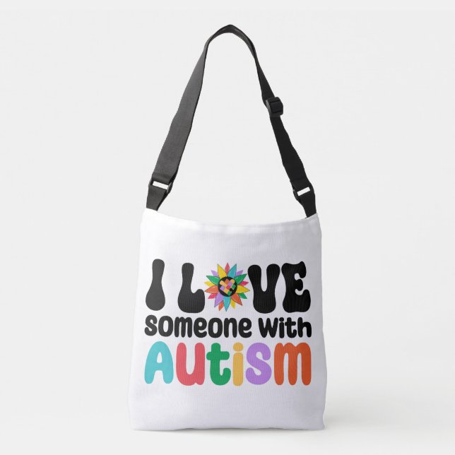 Bolso Cruzado Amo A Alguien Con Autismo (Anverso)