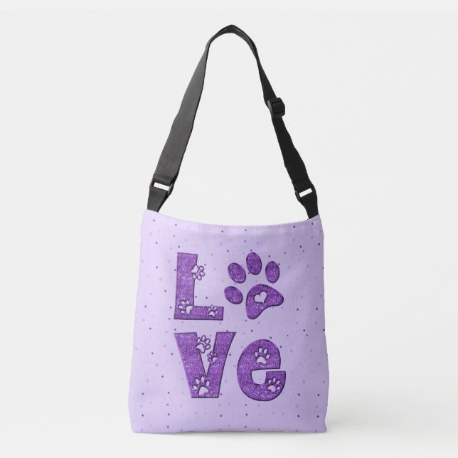 Bolso Cruzado Amo los gatos - púrpura (Anverso)