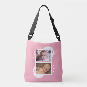 Bolso Cruzado Añadir sus propias 4 fotos en blanco y rosa