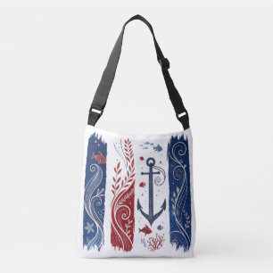 Bolso Cruzado Ancla Náutica, Olas del Océano Costero, Mar