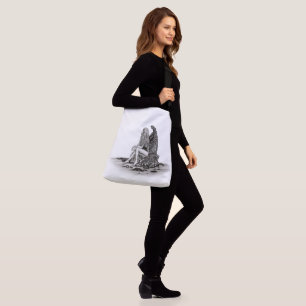 Bolso Cruzado Ángel, perdido en el pensamiento, diseño blanco y