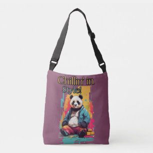 Bolso Cruzado Animado Panda Vibes   Ilustracion divertido