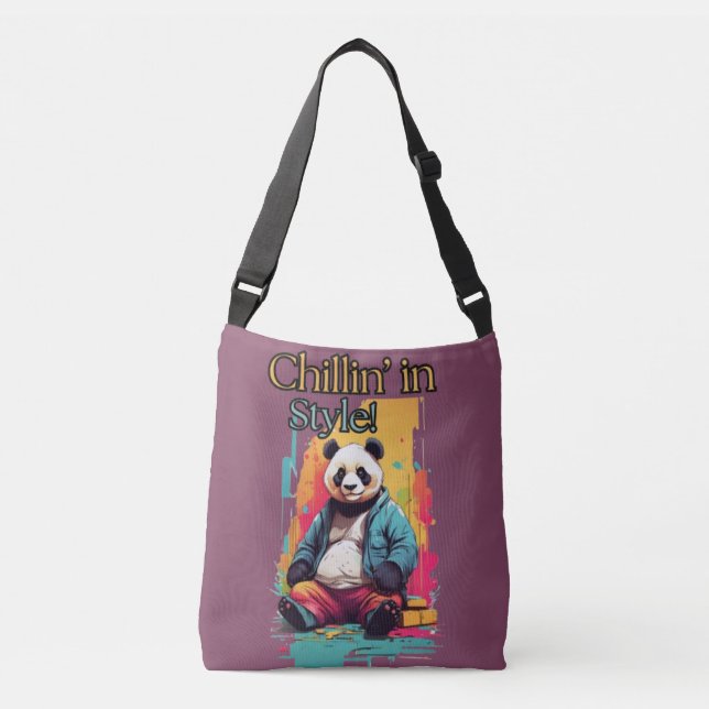 Bolso Cruzado Animado Panda Vibes | Ilustracion divertido (Anverso)
