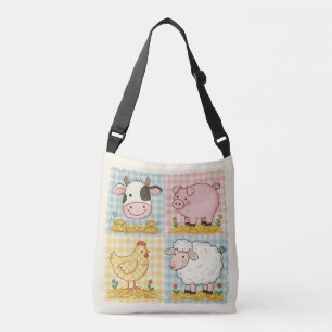 Bolso Cruzado Animales de granja lindos a cuadros