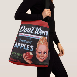 Bolso Cruzado Años 1930 No te preocupes marca manzanas etiqueta