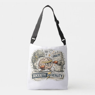 Bolso Cruzado Ansiedad vs Realidad Camiseta divertida de salud m