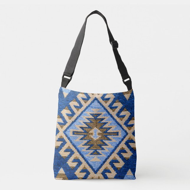 Bolso Cruzado Antigua Oriental Azul turco persa Kilim Rug (Anverso)