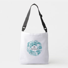 Bolso Cruzado Aqua Floral Wreath Bridesmaid Tote Bag