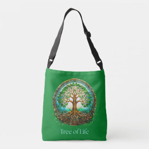 Bolso Cruzado Árbol celta de vida en verde esmeralda