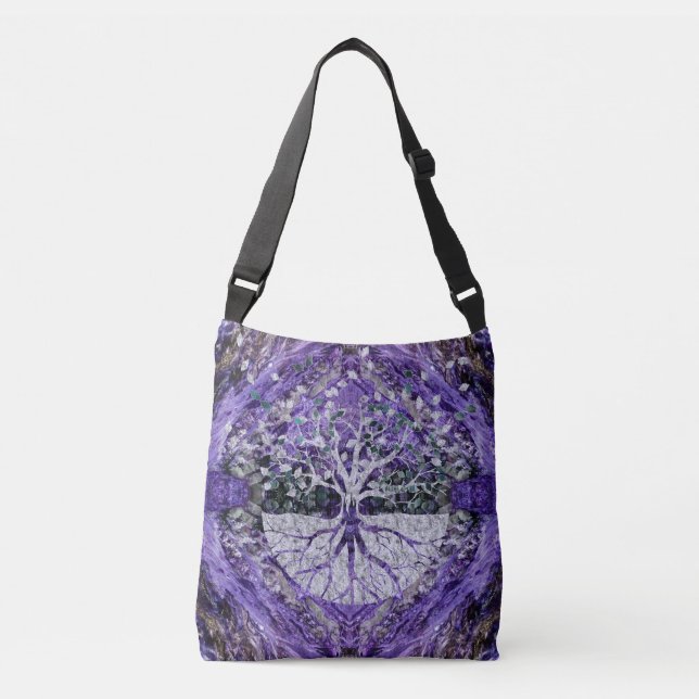 Bolso Cruzado Árbol de la vida de plata Yggdrasil en Geode (Anverso)