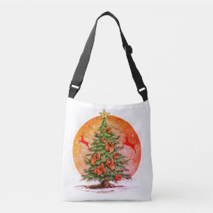 Bolso Cruzado Árbol de Navidad con cintas y arcos rojos