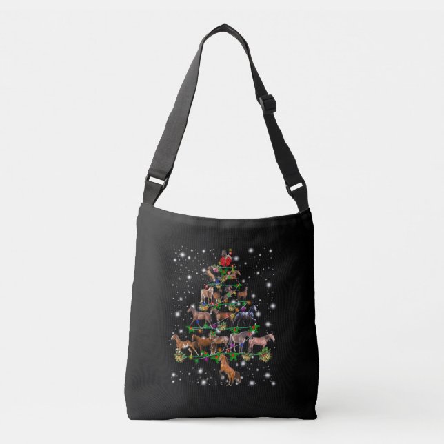 Bolso Cruzado Árbol De Navidad De Caballo Cubierto De Lámparas (Anverso)