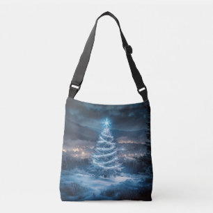 Bolso Cruzado Árbol de Navidad de Noche de Invierno Brillante Az