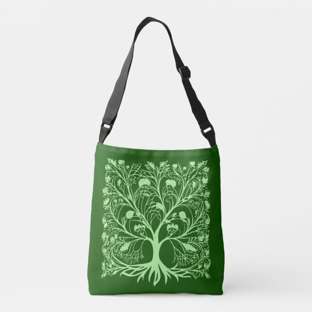 Bolso Cruzado Árbol de vida #3 Luz y verde oscuro (Reverso)