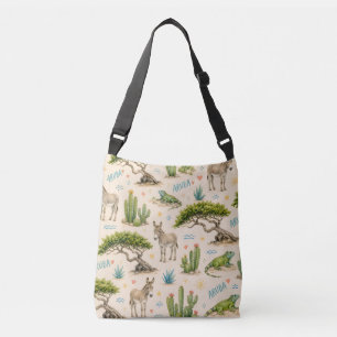 Bolso Cruzado árbol divi de Aruba, burro, iguana, cactus