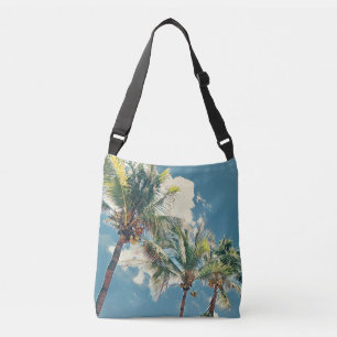 Bolso Cruzado Árbol tropical azul y verde