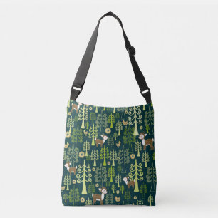 Bolso Cruzado Árboles antiguos de abeto, estampado de ciervos.