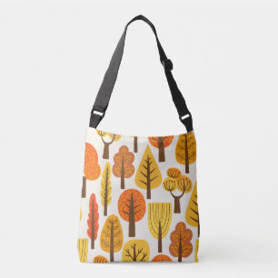 Bolso Cruzado Árboles otoñales, patrón sin costuras.