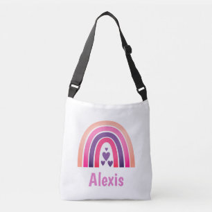 Bolso Cruzado Arcoiris rosa bonito personalizado