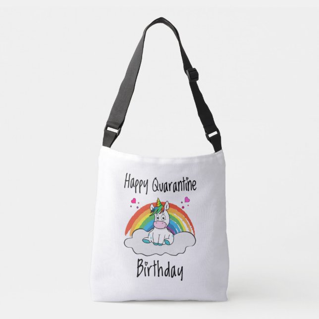 Bolso Cruzado Arcoiris unicornio de cumpleaños de cuarentena (Anverso)