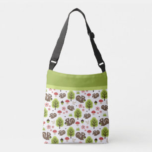 Bolso Cruzado Ardilla en el patrón del bosque de robles
