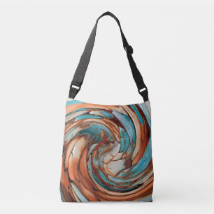 Bolso Cruzado Arroz Naranja N Arte Abstracto Azul Verde azulado