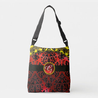 BOLSO CRUZADO ART NOUVEAU ROJO ORO NEGRO DAMASK RUBY MONOGRAM