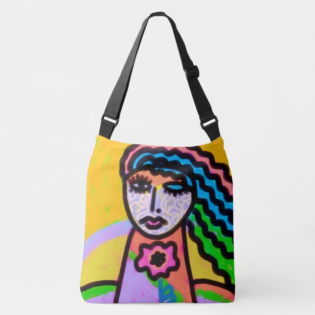 Bolso Cruzado Arte abstracto colorido (Anverso)
