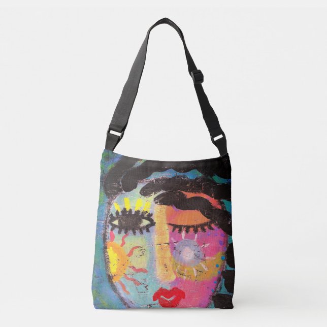 Bolso Cruzado Arte abstracto colorido (Anverso)