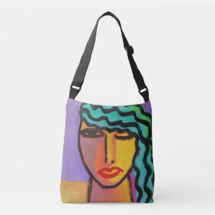 Bolso Cruzado Arte abstracto de cabello verde