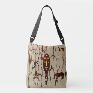 Bolso Cruzado Arte abstracto de escena tribal africana