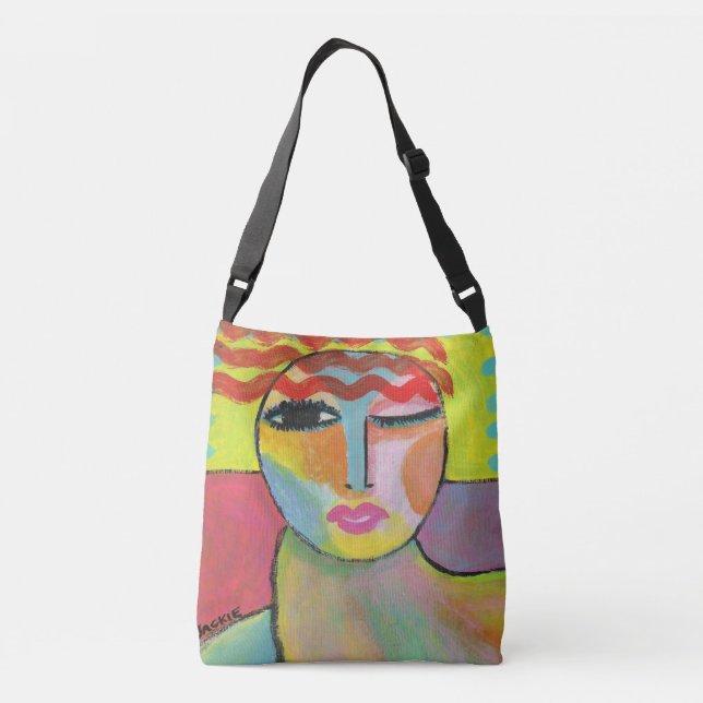 Bolso Cruzado Arte abstracto divertido para llevar (Reverso)