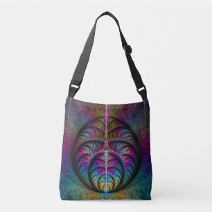 Bolso Cruzado Arte abstracto fractal colorido alucinante