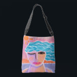 Bolso Cruzado Arte abstracto original<br><div class="desc">Mi colorida pintura abstracta de una mujer hace que esta práctica bolsa tote sea una obra de arte funky para llevar.</div>