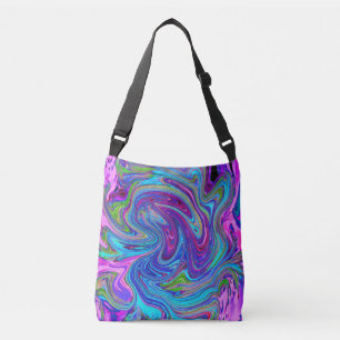 Bolso Cruzado Arte abstracto retro genial azul, rosa y púrpura