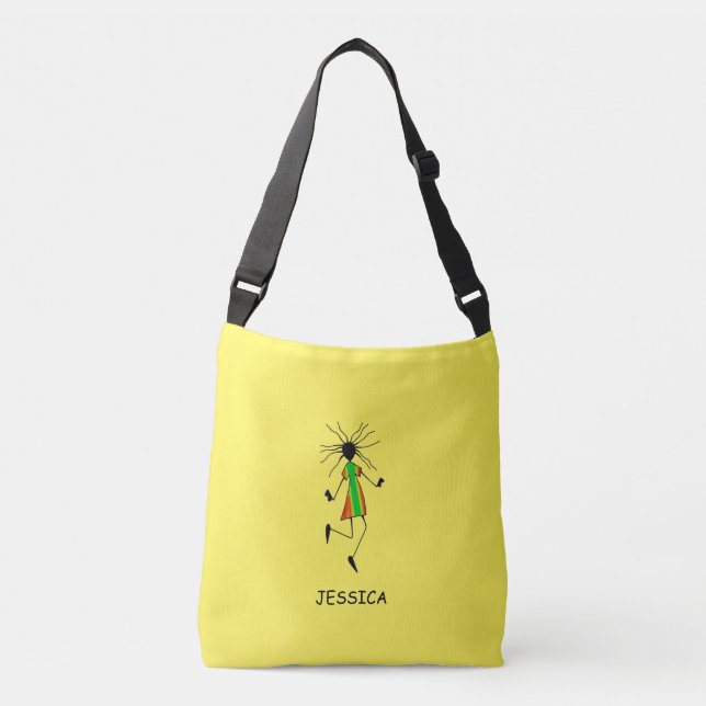 Bolso Cruzado Arte africano, dama de reggae (Anverso)