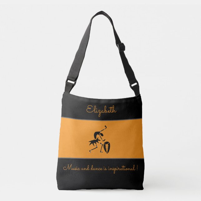 Bolso Cruzado Arte africano, etnia, bailarín feliz (Anverso)
