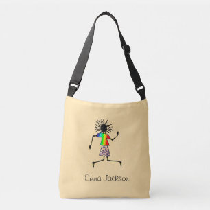 Bolso Cruzado Arte africano, feliz cumpleaños de bailarina