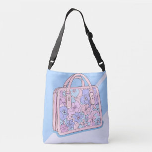 Bolso Cruzado Arte AI en la nube rosa azul claro